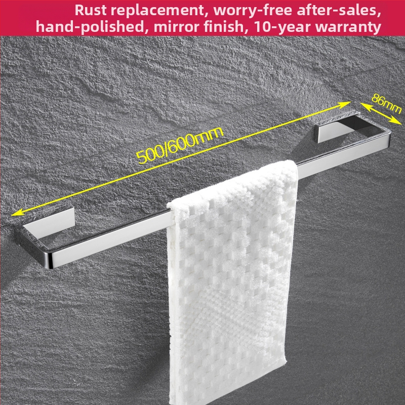 Fali törölközőtartó, 304 rozsdamentes acél, tükrös felület, két darabos készlet a fürdőszobához