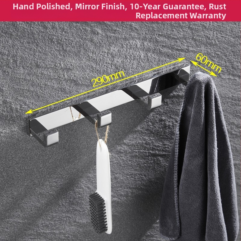 Fali törölközőtartó, 304 rozsdamentes acél, tükrös felület, két darabos készlet a fürdőszobához