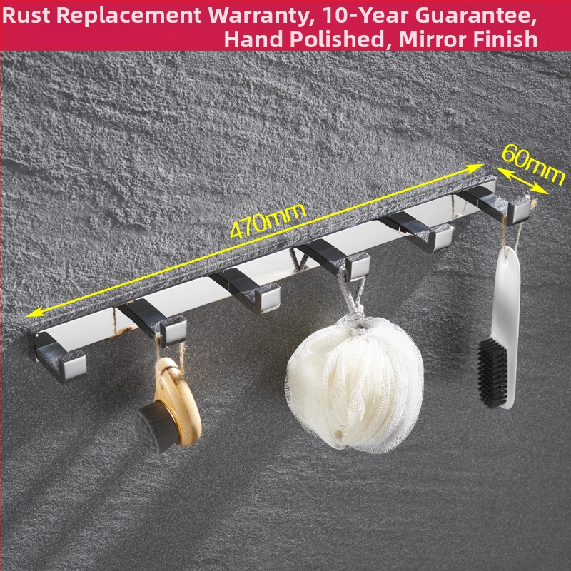 Fali törölközőtartó, 304 rozsdamentes acél, tükrös felület, két darabos készlet a fürdőszobához