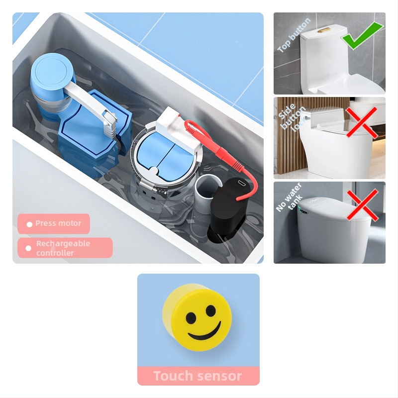 WC automatikus öblítő érzékelő – intelligens IR, távirányító, ABS, öblítés szifonnal, elrendezés kettős, falba épített lefolyás, modell XHC1, CE tanúsítvány