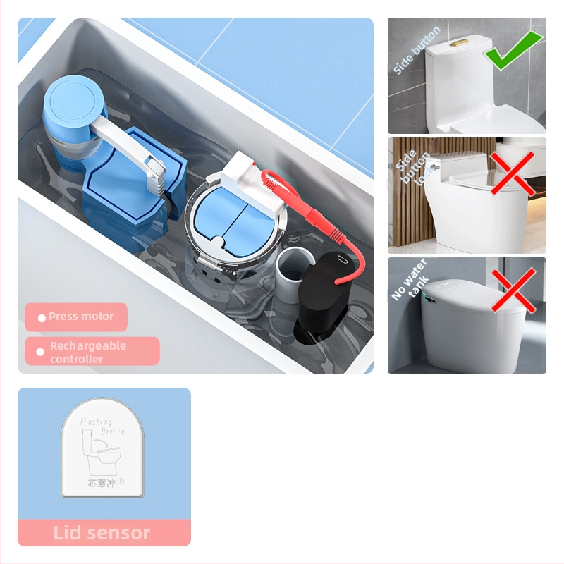 WC automatikus öblítő érzékelő – intelligens IR, távirányító, ABS, öblítés szifonnal, elrendezés kettős, falba épített lefolyás, modell XHC1, CE tanúsítvány