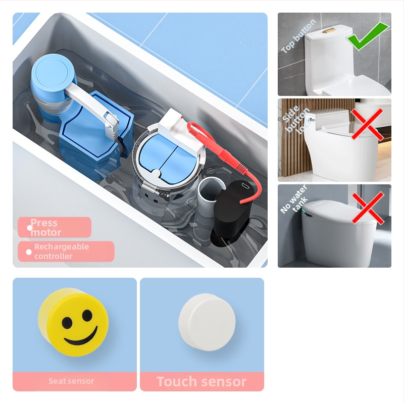 WC automatikus öblítő érzékelő – intelligens IR, távirányító, ABS, öblítés szifonnal, elrendezés kettős, falba épített lefolyás, modell XHC1, CE tanúsítvány