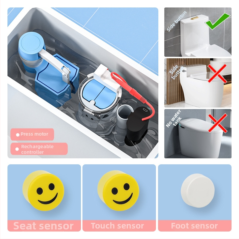 WC automatikus öblítő érzékelő – intelligens IR, távirányító, ABS, öblítés szifonnal, elrendezés kettős, falba épített lefolyás, modell XHC1, CE tanúsítvány