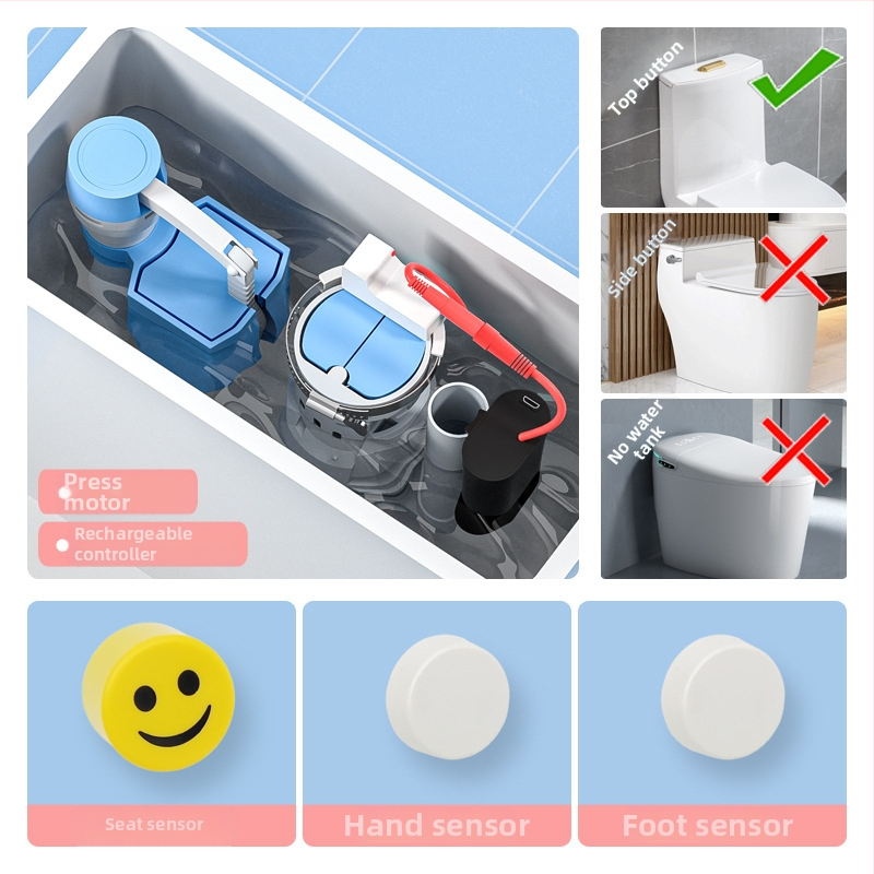 WC automatikus öblítő érzékelő – intelligens IR, távirányító, ABS, öblítés szifonnal, elrendezés kettős, falba épített lefolyás, modell XHC1, CE tanúsítvány