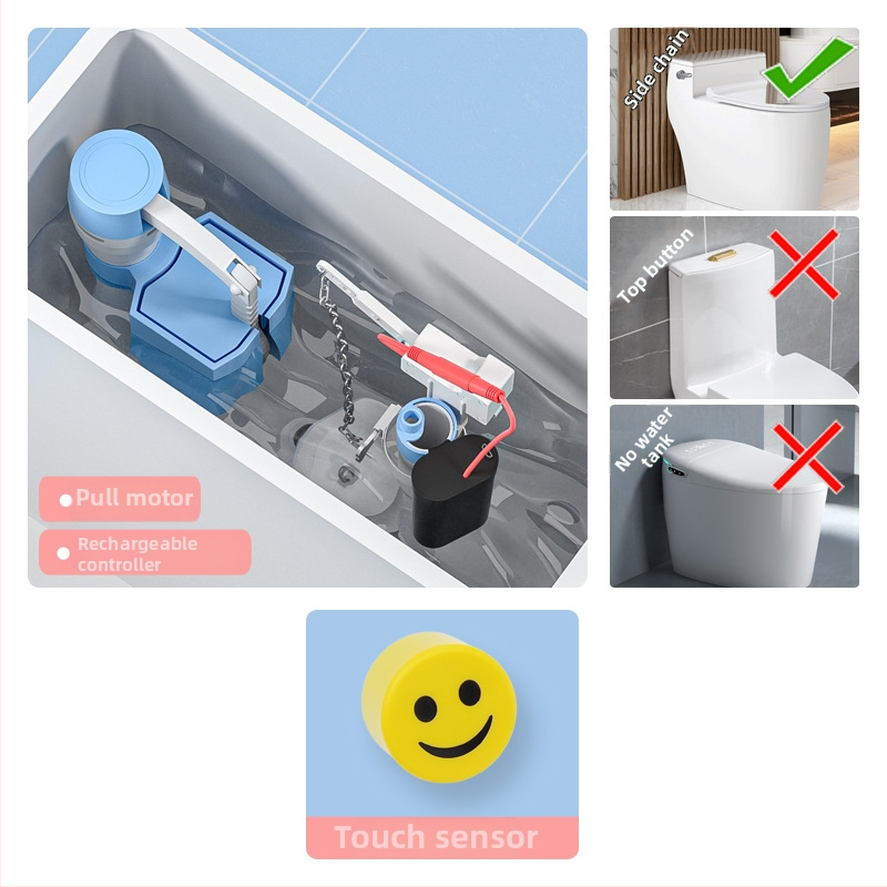 WC automatikus öblítő érzékelő – intelligens IR, távirányító, ABS, öblítés szifonnal, elrendezés kettős, falba épített lefolyás, modell XHC1, CE tanúsítvány