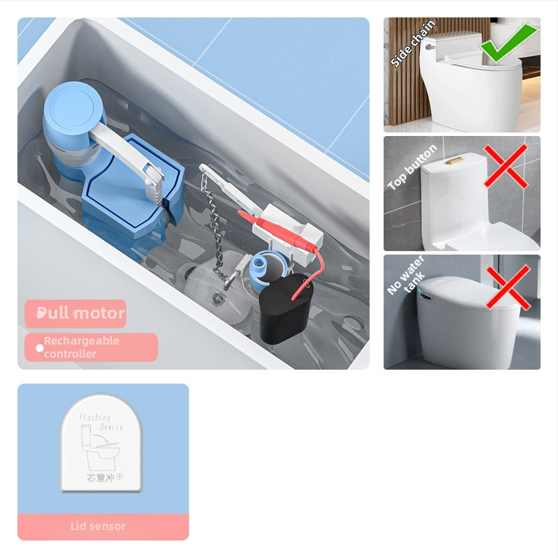 WC automatikus öblítő érzékelő – intelligens IR, távirányító, ABS, öblítés szifonnal, elrendezés kettős, falba épített lefolyás, modell XHC1, CE tanúsítvány