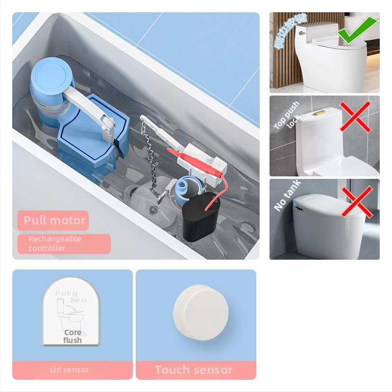 WC automatikus öblítő érzékelő – intelligens IR, távirányító, ABS, öblítés szifonnal, elrendezés kettős, falba épített lefolyás, modell XHC1, CE tanúsítvány