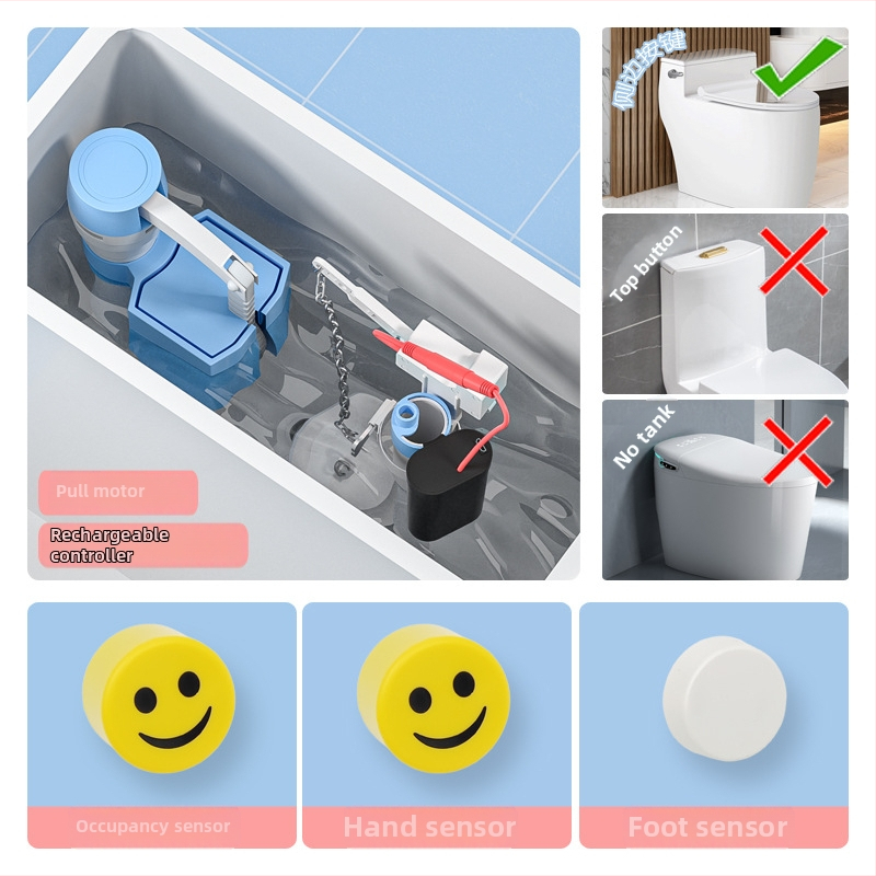 WC automatikus öblítő érzékelő – intelligens IR, távirányító, ABS, öblítés szifonnal, elrendezés kettős, falba épített lefolyás, modell XHC1, CE tanúsítvány