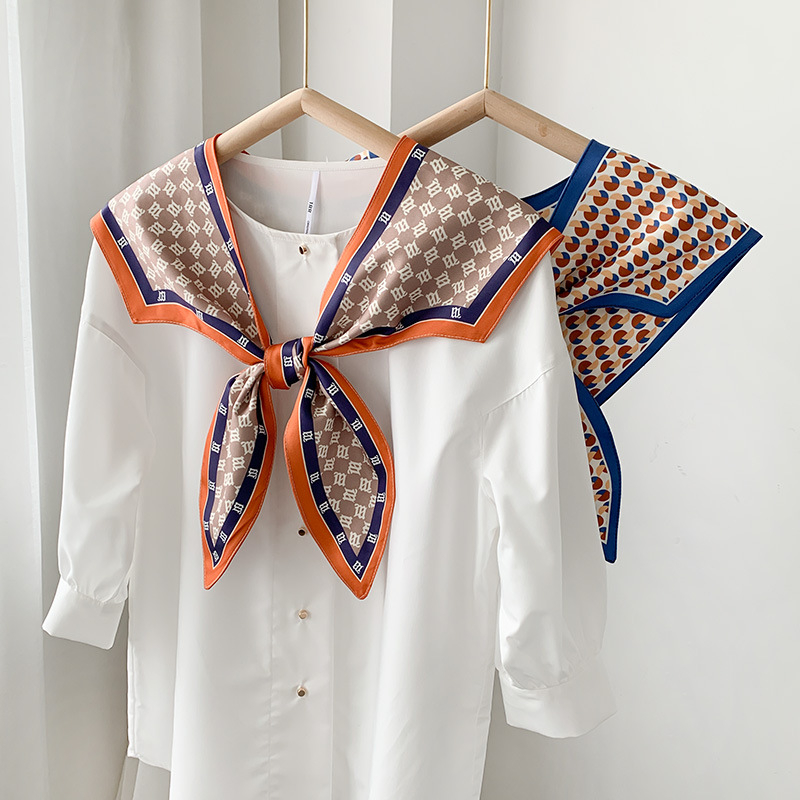 Γυναικείο φουλάρι από συνθετικό μετάξι, γεωμετρικό μοτίβο, απλή ύφανση, διακοσμητικό αξεσουάρ, ιαπωνο-κορεάτικο στυλ