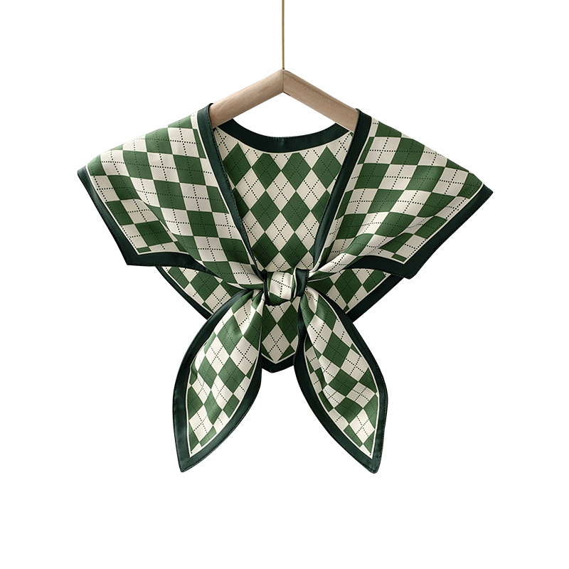 Γυναικείο φουλάρι από συνθετικό μετάξι, γεωμετρικό μοτίβο, απλή ύφανση, διακοσμητικό αξεσουάρ, ιαπωνο-κορεάτικο στυλ