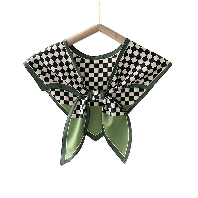 Γυναικείο φουλάρι από συνθετικό μετάξι, γεωμετρικό μοτίβο, απλή ύφανση, διακοσμητικό αξεσουάρ, ιαπωνο-κορεάτικο στυλ