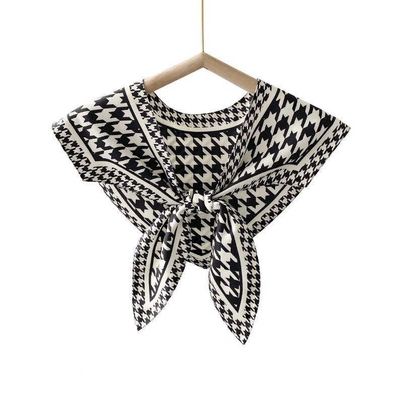 Γυναικείο φουλάρι από συνθετικό μετάξι, γεωμετρικό μοτίβο, απλή ύφανση, διακοσμητικό αξεσουάρ, ιαπωνο-κορεάτικο στυλ