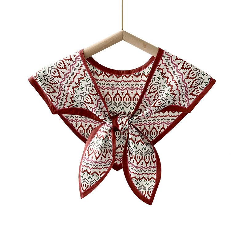 Γυναικείο φουλάρι από συνθετικό μετάξι, γεωμετρικό μοτίβο, απλή ύφανση, διακοσμητικό αξεσουάρ, ιαπωνο-κορεάτικο στυλ