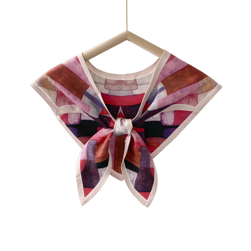 Γυναικείο φουλάρι από συνθετικό μετάξι, γεωμετρικό μοτίβο, απλή ύφανση, διακοσμητικό αξεσουάρ, ιαπωνο-κορεάτικο στυλ