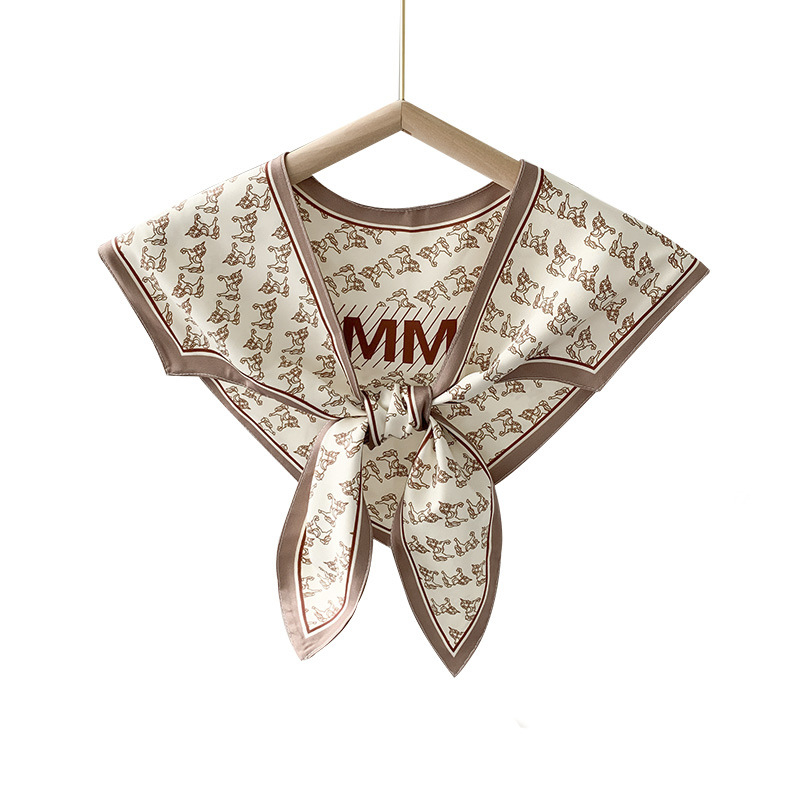 Γυναικείο φουλάρι από συνθετικό μετάξι, γεωμετρικό μοτίβο, απλή ύφανση, διακοσμητικό αξεσουάρ, ιαπωνο-κορεάτικο στυλ