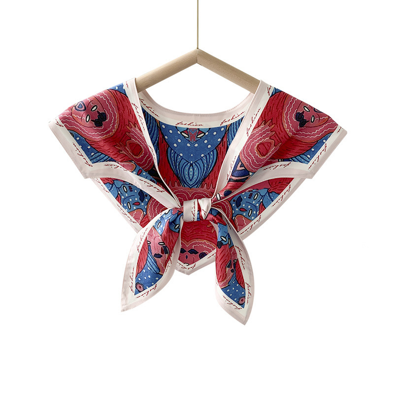 Γυναικείο φουλάρι από συνθετικό μετάξι, γεωμετρικό μοτίβο, απλή ύφανση, διακοσμητικό αξεσουάρ, ιαπωνο-κορεάτικο στυλ