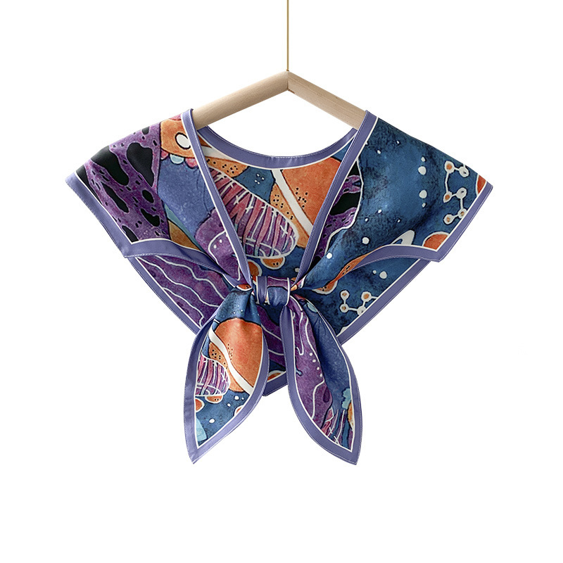 Γυναικείο φουλάρι από συνθετικό μετάξι, γεωμετρικό μοτίβο, απλή ύφανση, διακοσμητικό αξεσουάρ, ιαπωνο-κορεάτικο στυλ