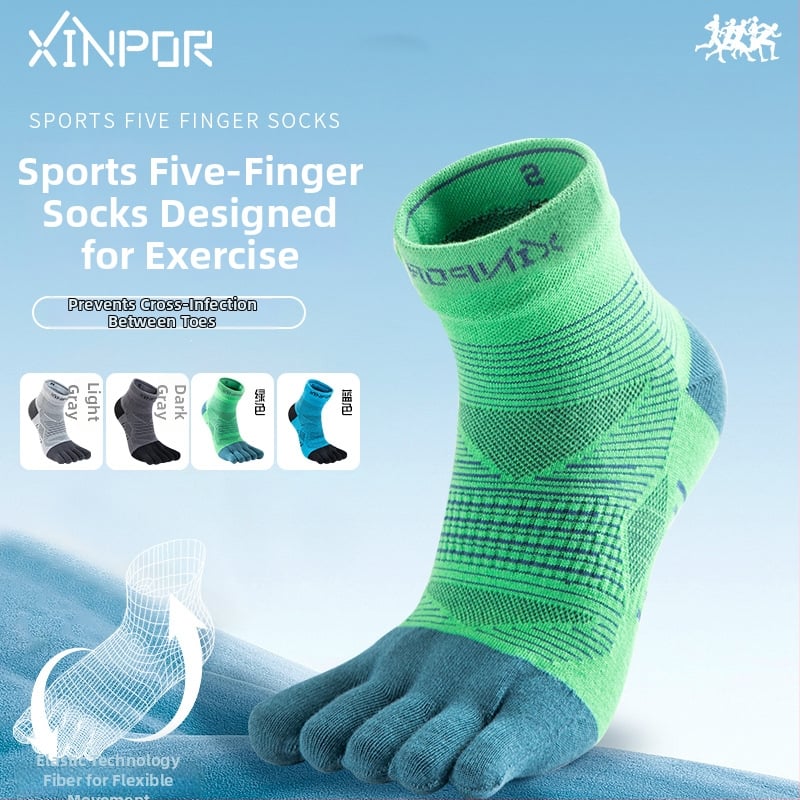 XINPOR петопръстни чорапи за бягане и планински преходи – Coolmax, разделени пръсти, бързо съхнене, против триене