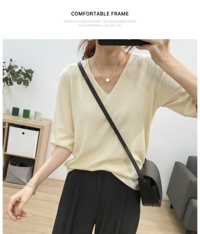 Pulover od viskoze, širokog kroja, okrugli izrez, 3/4 rukave