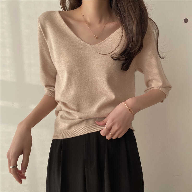 Pulover od viskoze, širokog kroja, okrugli izrez, 3/4 rukave