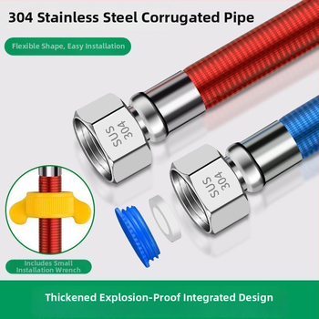 304 неръждаема стомана гъвкав входен маркуч за бойлер, спирален конектор, 1.6 MPa, единична комплектация