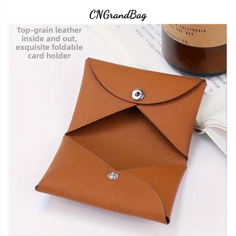 Grandbag Mini portofel din piele naturală cu model palmă, buzunar pentru monede cu capse, din piele de primul strat, unisex, stil urban