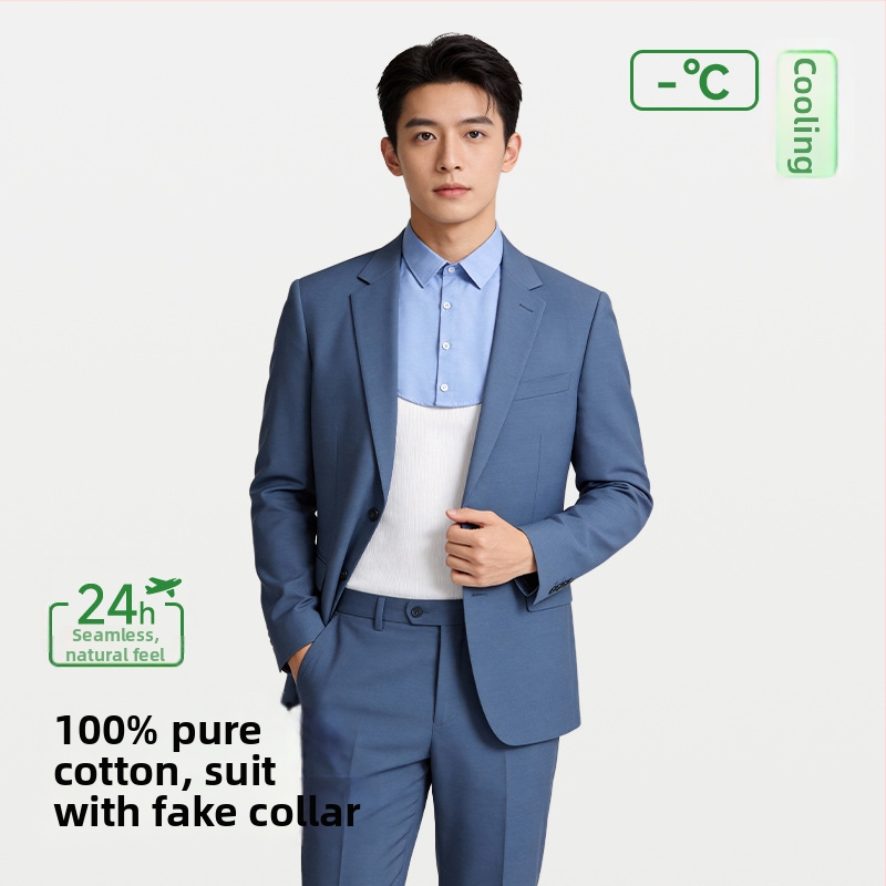 Levehető gallér öltönyhöz – pamut, egyszerű minta, magas minőségű férfiing-kiegészítő