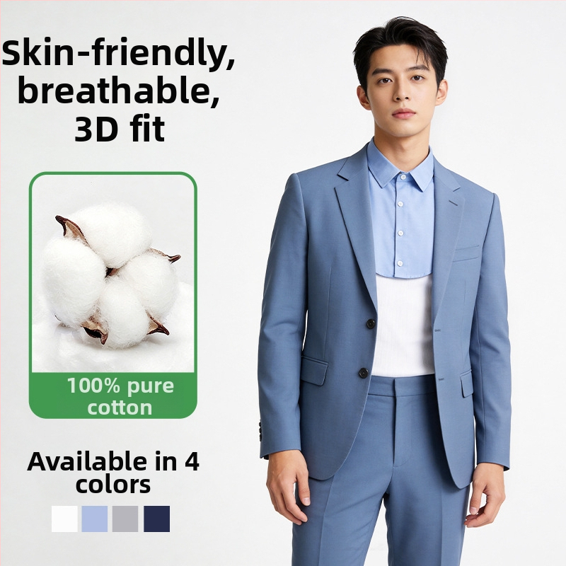 Levehető gallér öltönyhöz – pamut, egyszerű minta, magas minőségű férfiing-kiegészítő