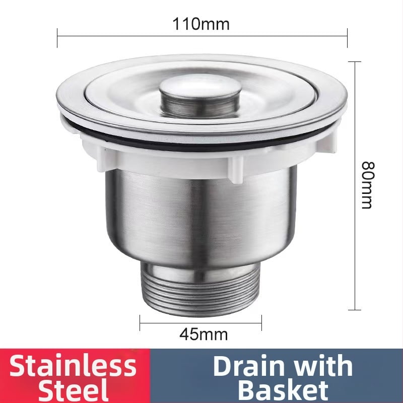 Комплект против миризма на кухненската мивка — 304 неръждаема стомана, система за дренаж за двойна мивка с филтър и водопроводни аксесоари