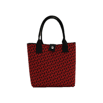 Πλεκτή τσάντα Tote με μεγάλη χωρητικότητα, πολυεστέρας, κάθετης τετράγωνης μορφής, εξωτερική τσάντα με καπάκι, εσωτερική θήκη για κινητό και θήκη για φορητό υπολογιστή