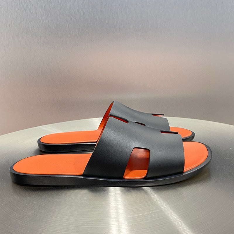 Sandale pentru bărbați din piele naturală, curea în formă de H, partea superioară din piele de vită, talpă din lemn, slip-on, vară 2025