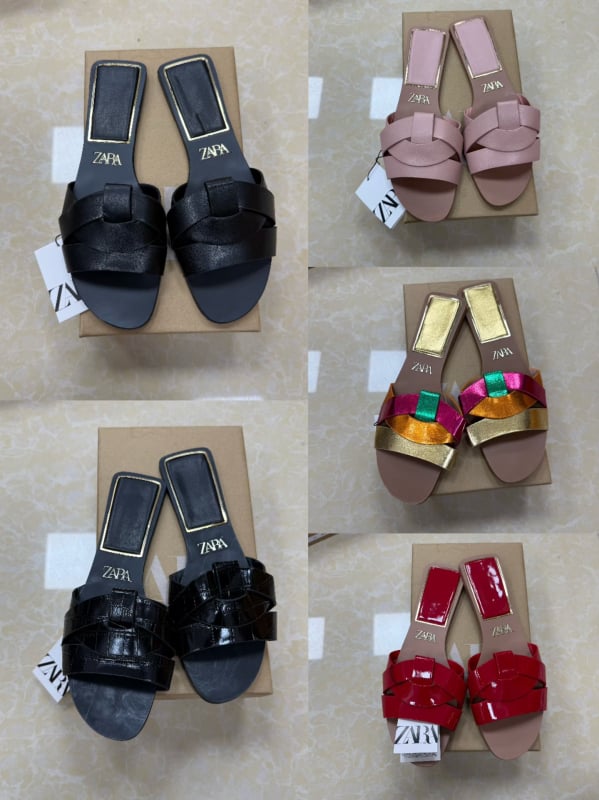 Sandale cu bretele încrucișate, partea superioară din fibră super, căptușeală din fibră super, talpă din cauciuc, grosime talpă 0–3 cm, talpă plată