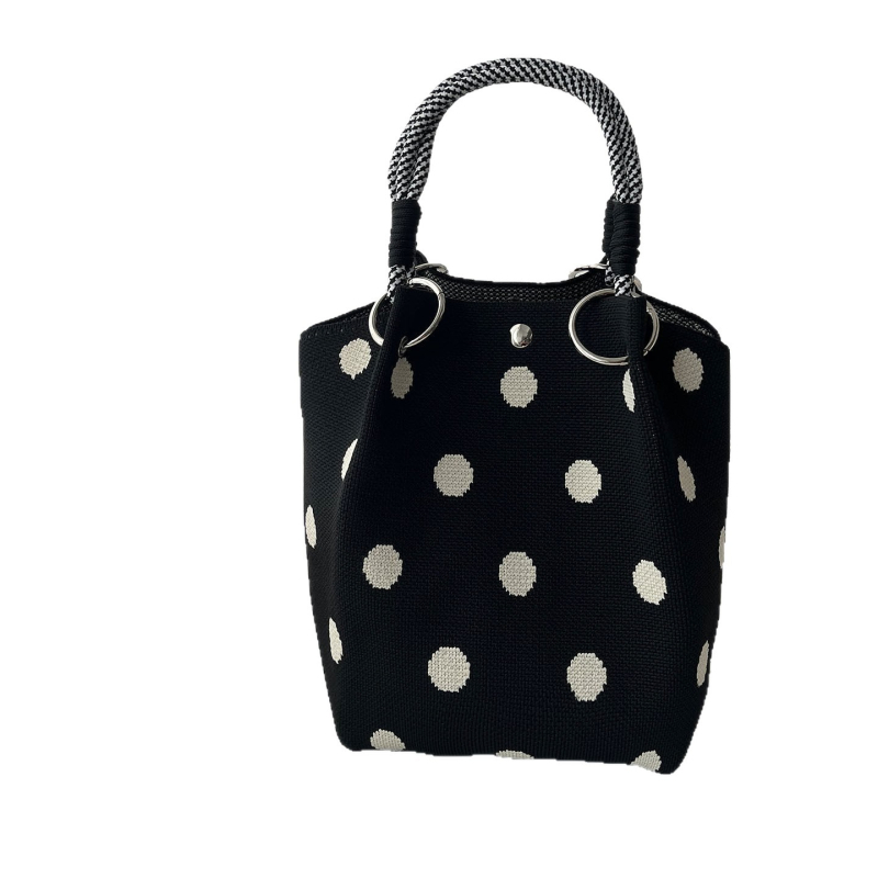 Πλεκτή Τσάντα Χειρός με Μαγνητικό Κούμπωμα, Αστικός Μινιμαλιστικός Σχεδιασμός, Πολυεστέρας, Θήκες για Φορητό Υπολογιστή και Κάμερα, Δύο Λουριά Ώμου