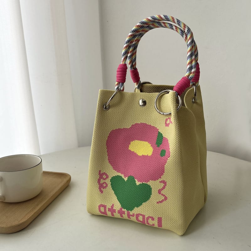 Πλεκτή Τσάντα Χειρός με Μαγνητικό Κούμπωμα, Αστικός Μινιμαλιστικός Σχεδιασμός, Πολυεστέρας, Θήκες για Φορητό Υπολογιστή και Κάμερα, Δύο Λουριά Ώμου