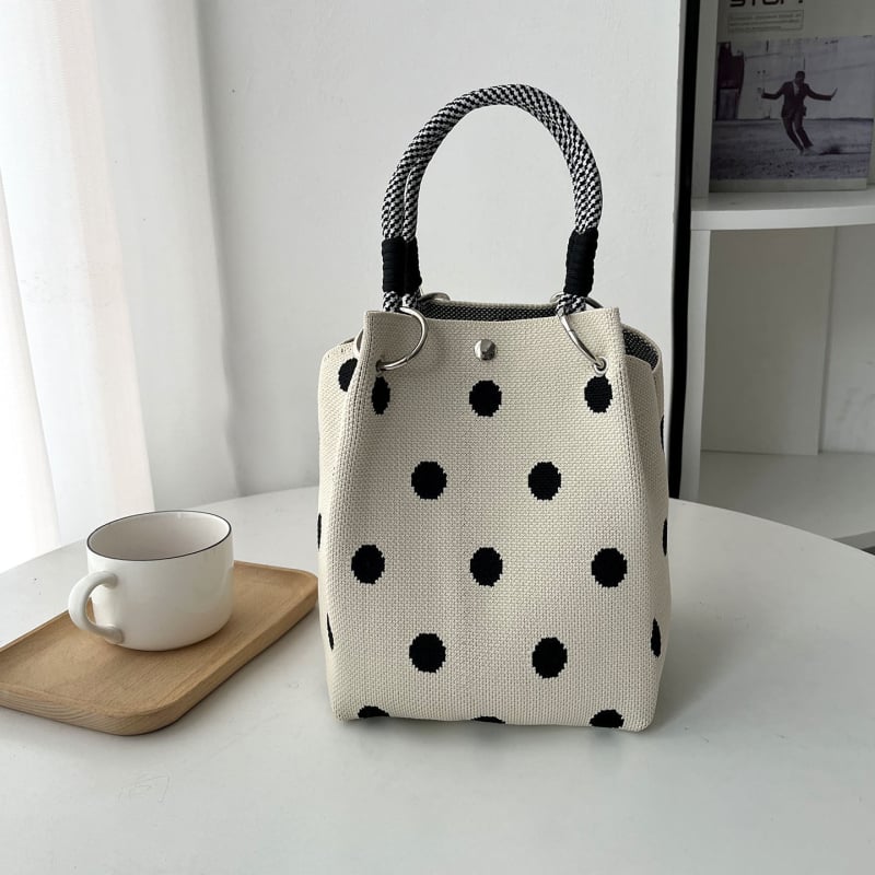 Πλεκτή Τσάντα Χειρός με Μαγνητικό Κούμπωμα, Αστικός Μινιμαλιστικός Σχεδιασμός, Πολυεστέρας, Θήκες για Φορητό Υπολογιστή και Κάμερα, Δύο Λουριά Ώμου