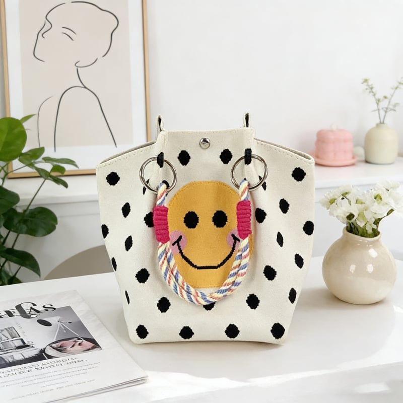 Πλεκτή Τσάντα Χειρός με Μαγνητικό Κούμπωμα, Αστικός Μινιμαλιστικός Σχεδιασμός, Πολυεστέρας, Θήκες για Φορητό Υπολογιστή και Κάμερα, Δύο Λουριά Ώμου