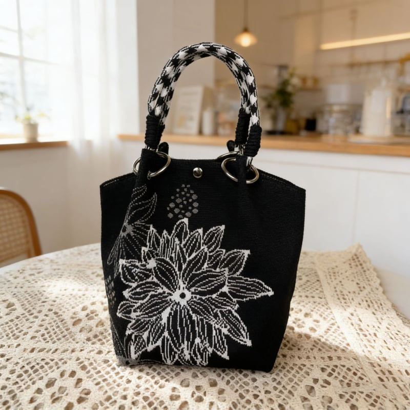 Πλεκτή Τσάντα Χειρός με Μαγνητικό Κούμπωμα, Αστικός Μινιμαλιστικός Σχεδιασμός, Πολυεστέρας, Θήκες για Φορητό Υπολογιστή και Κάμερα, Δύο Λουριά Ώμου