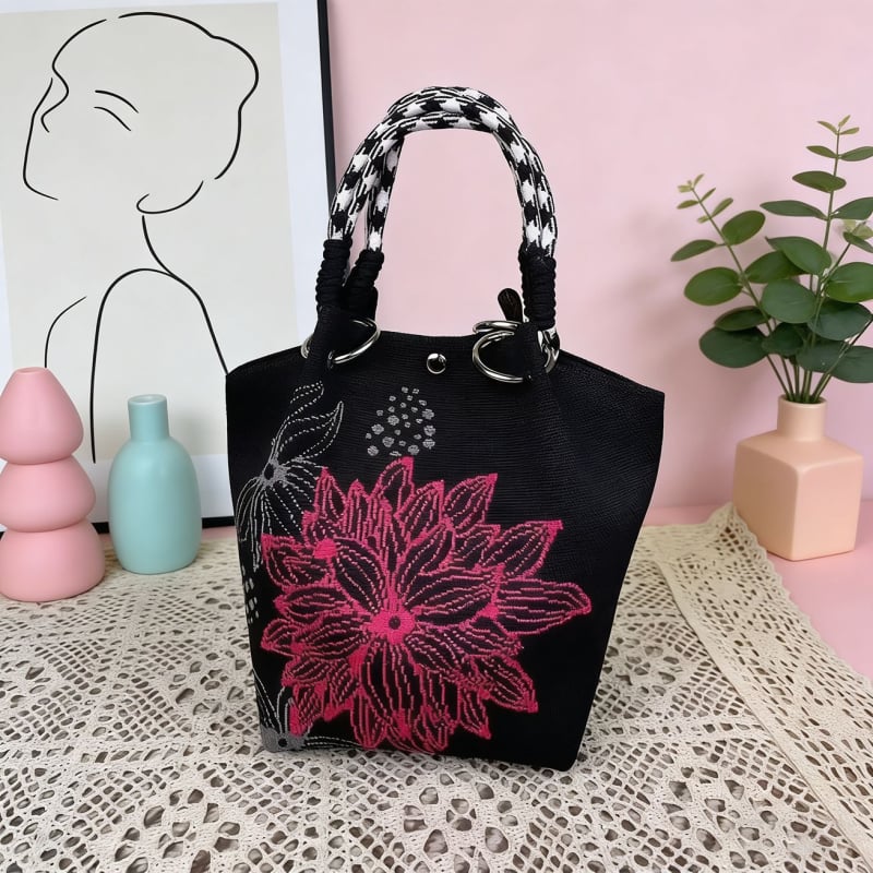 Πλεκτή Τσάντα Χειρός με Μαγνητικό Κούμπωμα, Αστικός Μινιμαλιστικός Σχεδιασμός, Πολυεστέρας, Θήκες για Φορητό Υπολογιστή και Κάμερα, Δύο Λουριά Ώμου