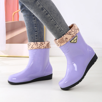 Γυναικείες PVC γαλότσες, με αντιολισθητική σόλα, αδιάβροχες, χαμηλό τακούνι 1–3 εκ., τεσσάρων εποχών, ελαφριές και παχυνμένες