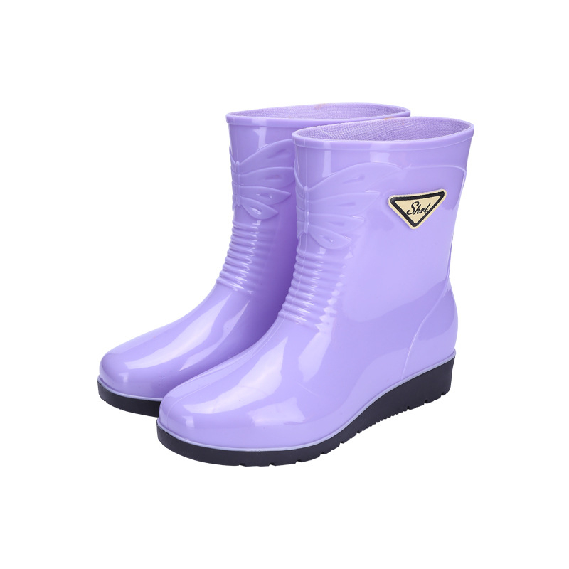 Γυναικείες PVC γαλότσες, με αντιολισθητική σόλα, αδιάβροχες, χαμηλό τακούνι 1–3 εκ., τεσσάρων εποχών, ελαφριές και παχυνμένες