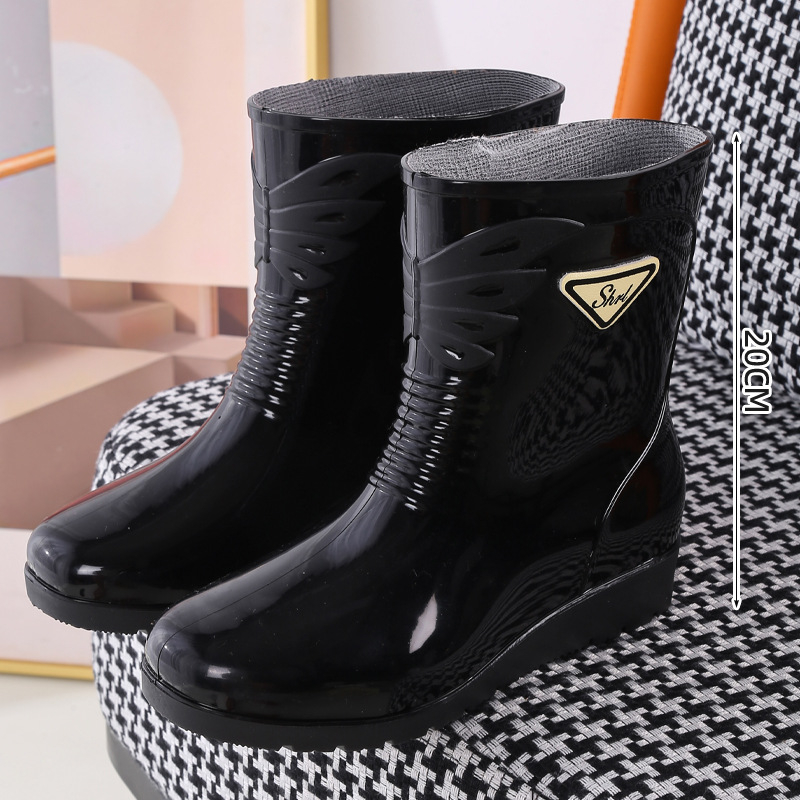 Γυναικείες PVC γαλότσες, με αντιολισθητική σόλα, αδιάβροχες, χαμηλό τακούνι 1–3 εκ., τεσσάρων εποχών, ελαφριές και παχυνμένες