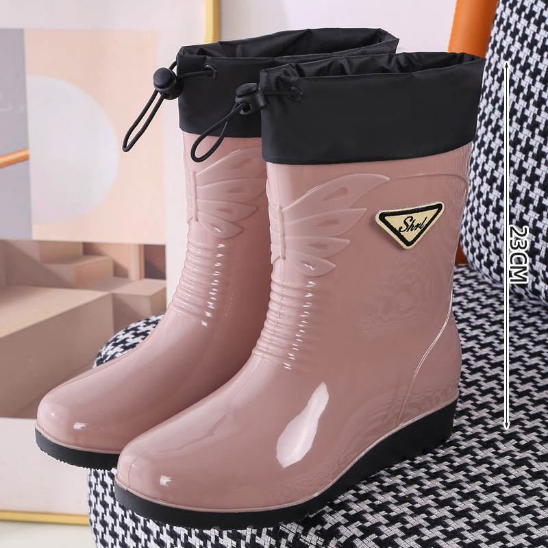 Γυναικείες PVC γαλότσες, με αντιολισθητική σόλα, αδιάβροχες, χαμηλό τακούνι 1–3 εκ., τεσσάρων εποχών, ελαφριές και παχυνμένες