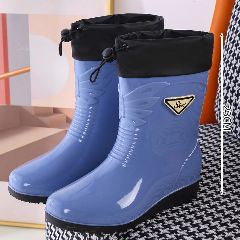 Γυναικείες PVC γαλότσες, με αντιολισθητική σόλα, αδιάβροχες, χαμηλό τακούνι 1–3 εκ., τεσσάρων εποχών, ελαφριές και παχυνμένες