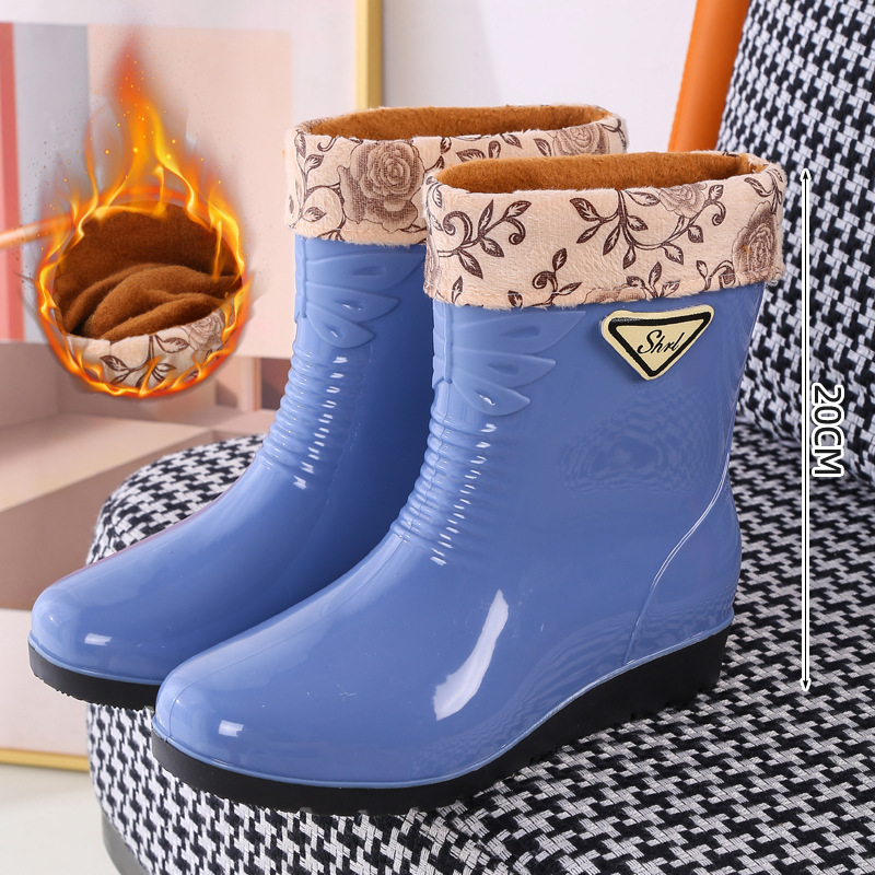 Γυναικείες PVC γαλότσες, με αντιολισθητική σόλα, αδιάβροχες, χαμηλό τακούνι 1–3 εκ., τεσσάρων εποχών, ελαφριές και παχυνμένες