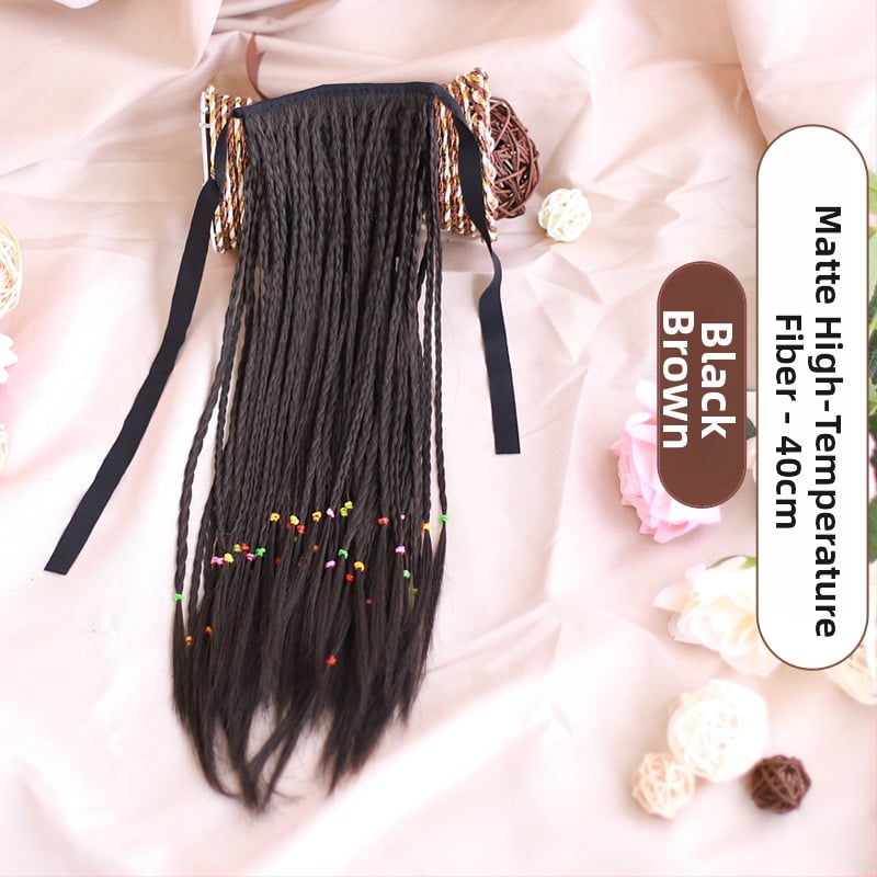 Perucă cu coadă împletită – model Braid Ponytail, fir termorezistent, Skin Beauty Wig, pentru femei, potrivită pentru orice formă a feței, nu pentru vopsire cu temperaturi înalte