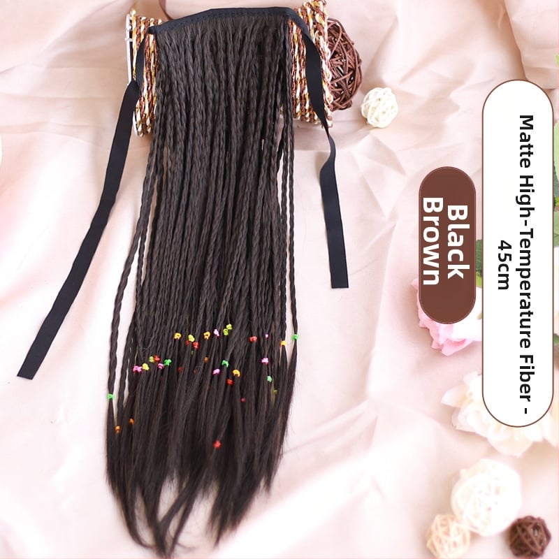 Perucă cu coadă împletită – model Braid Ponytail, fir termorezistent, Skin Beauty Wig, pentru femei, potrivită pentru orice formă a feței, nu pentru vopsire cu temperaturi înalte
