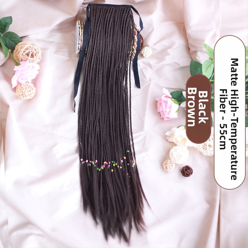 Perucă cu coadă împletită – model Braid Ponytail, fir termorezistent, Skin Beauty Wig, pentru femei, potrivită pentru orice formă a feței, nu pentru vopsire cu temperaturi înalte