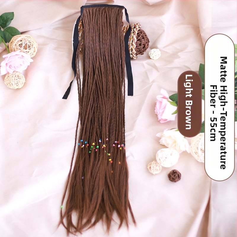 Perucă cu coadă împletită – model Braid Ponytail, fir termorezistent, Skin Beauty Wig, pentru femei, potrivită pentru orice formă a feței, nu pentru vopsire cu temperaturi înalte