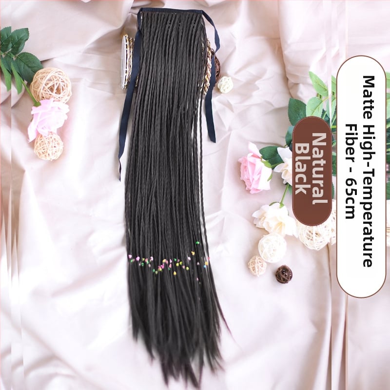 Perucă cu coadă împletită – model Braid Ponytail, fir termorezistent, Skin Beauty Wig, pentru femei, potrivită pentru orice formă a feței, nu pentru vopsire cu temperaturi înalte