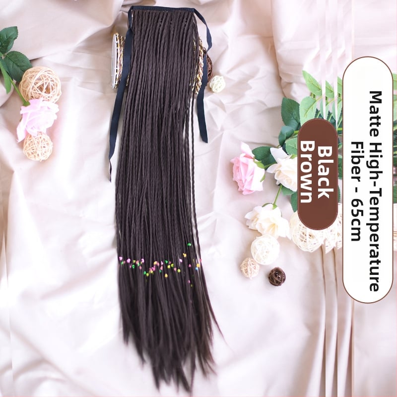 Perucă cu coadă împletită – model Braid Ponytail, fir termorezistent, Skin Beauty Wig, pentru femei, potrivită pentru orice formă a feței, nu pentru vopsire cu temperaturi înalte